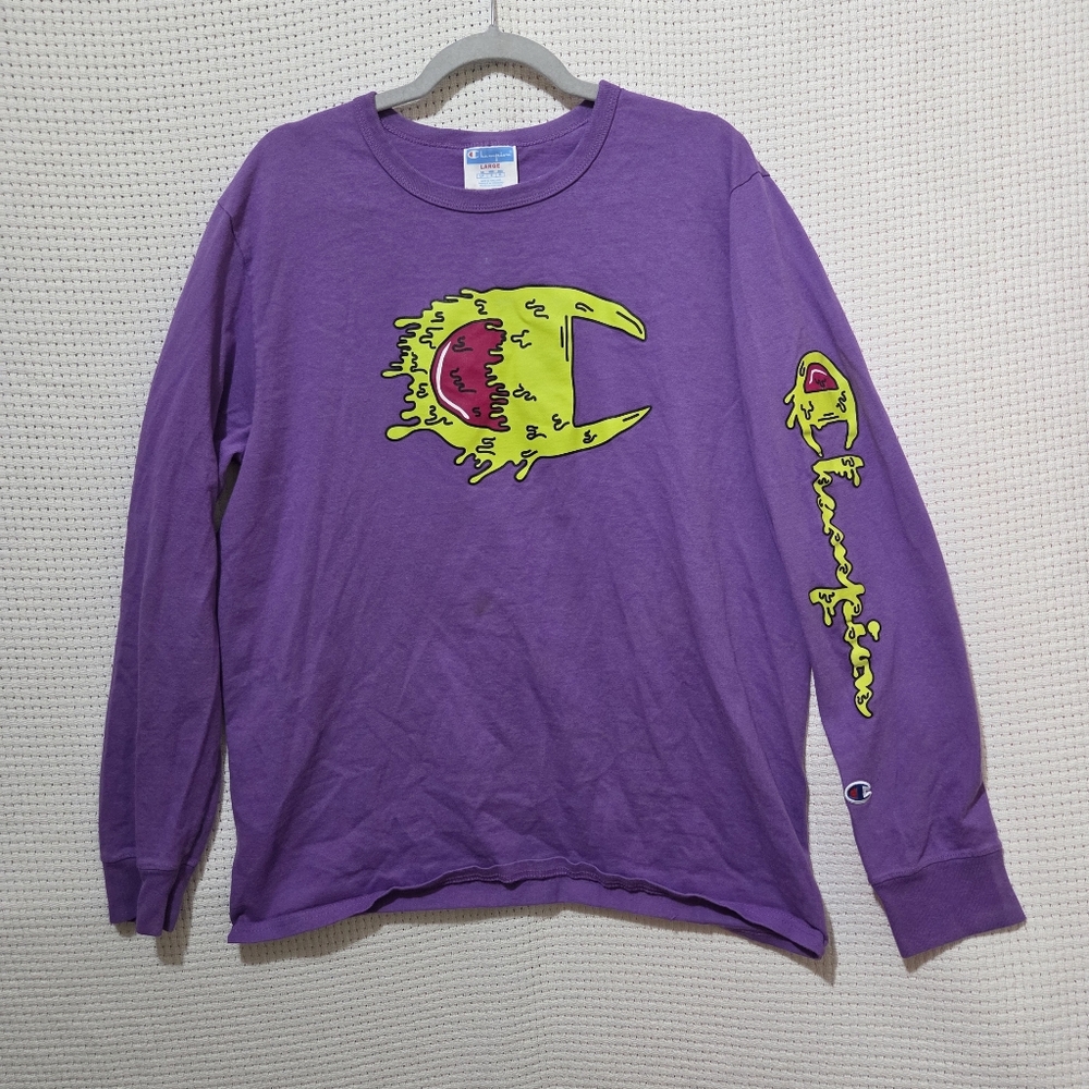 Champion Sz Lg Heritage Slime Logo Long Sleeve Shirt Unisex